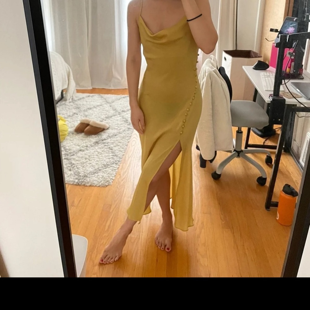 Zara mustard satin effect blogger dress - Picture 4 of 13
